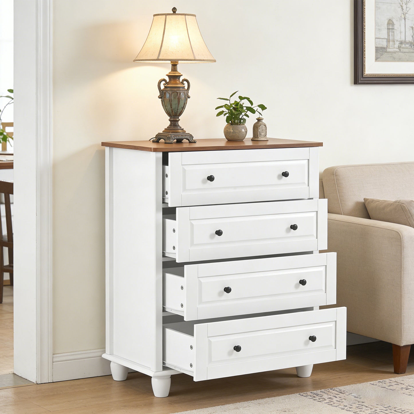Modern Dresser With 4 Drawers Painting Crafts Cabinet 36.7in Height