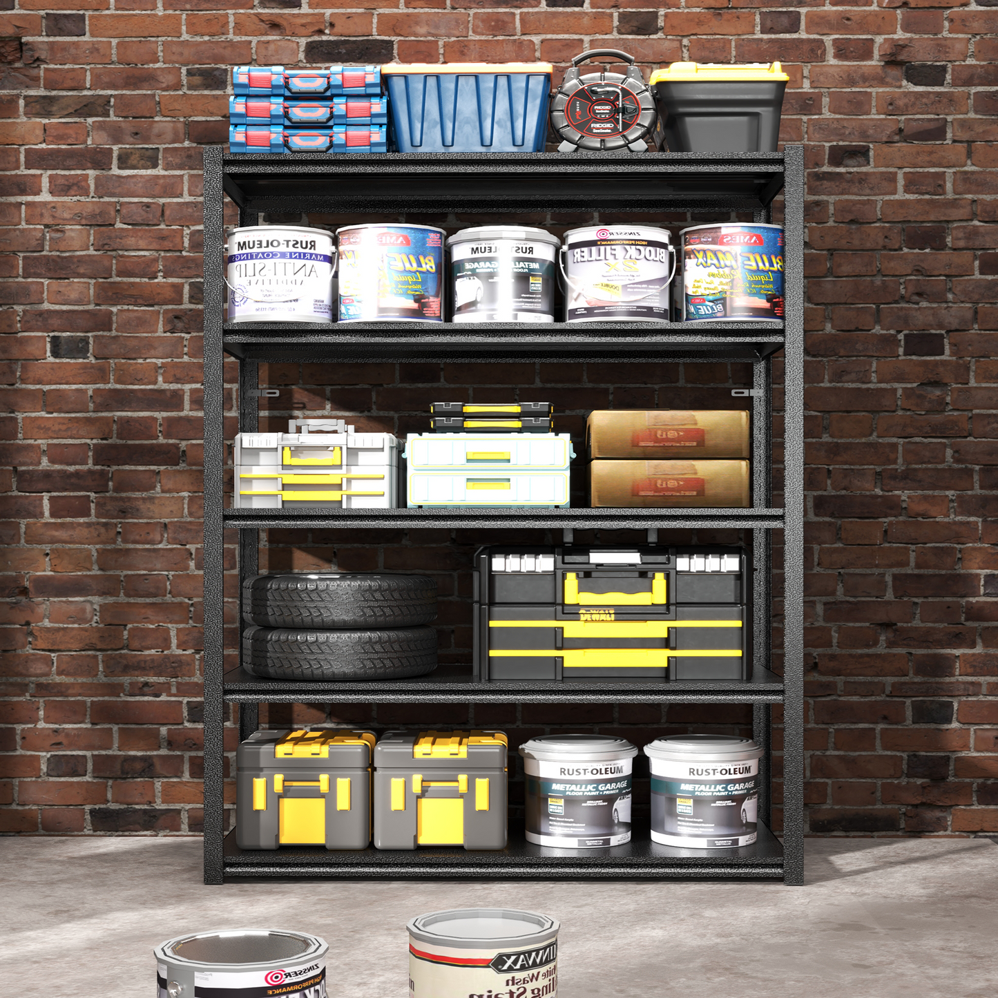 78 H 5 Tier Metal Shelves For Storage Garage Shelving 2000LBS Heavy
