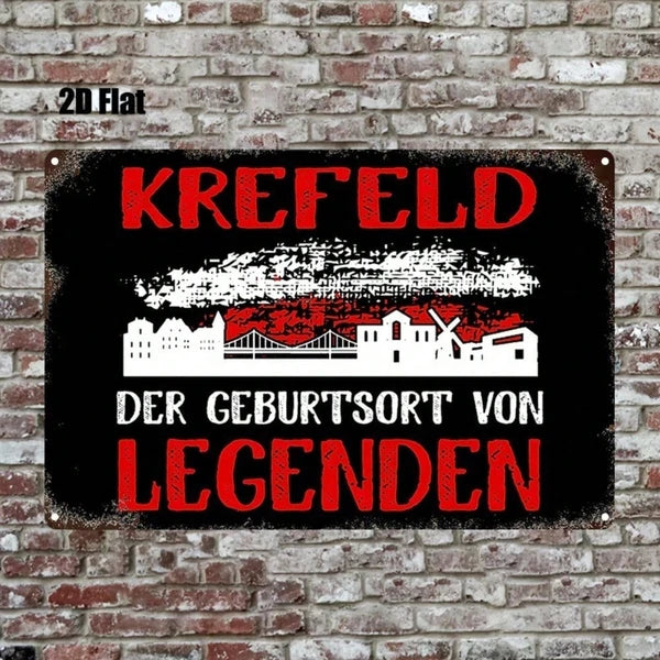 Vintage Metal Wall Art - Krefeld Germany 8x12 Inch Plaque
