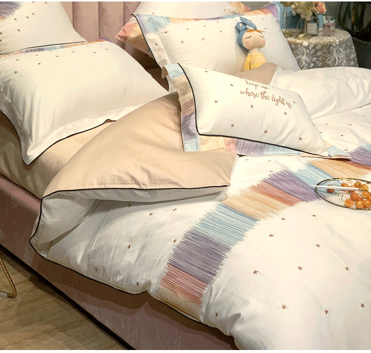 Cotton Embroidery Duvet Cover Set with Heart Pattern - All Bed Sizes