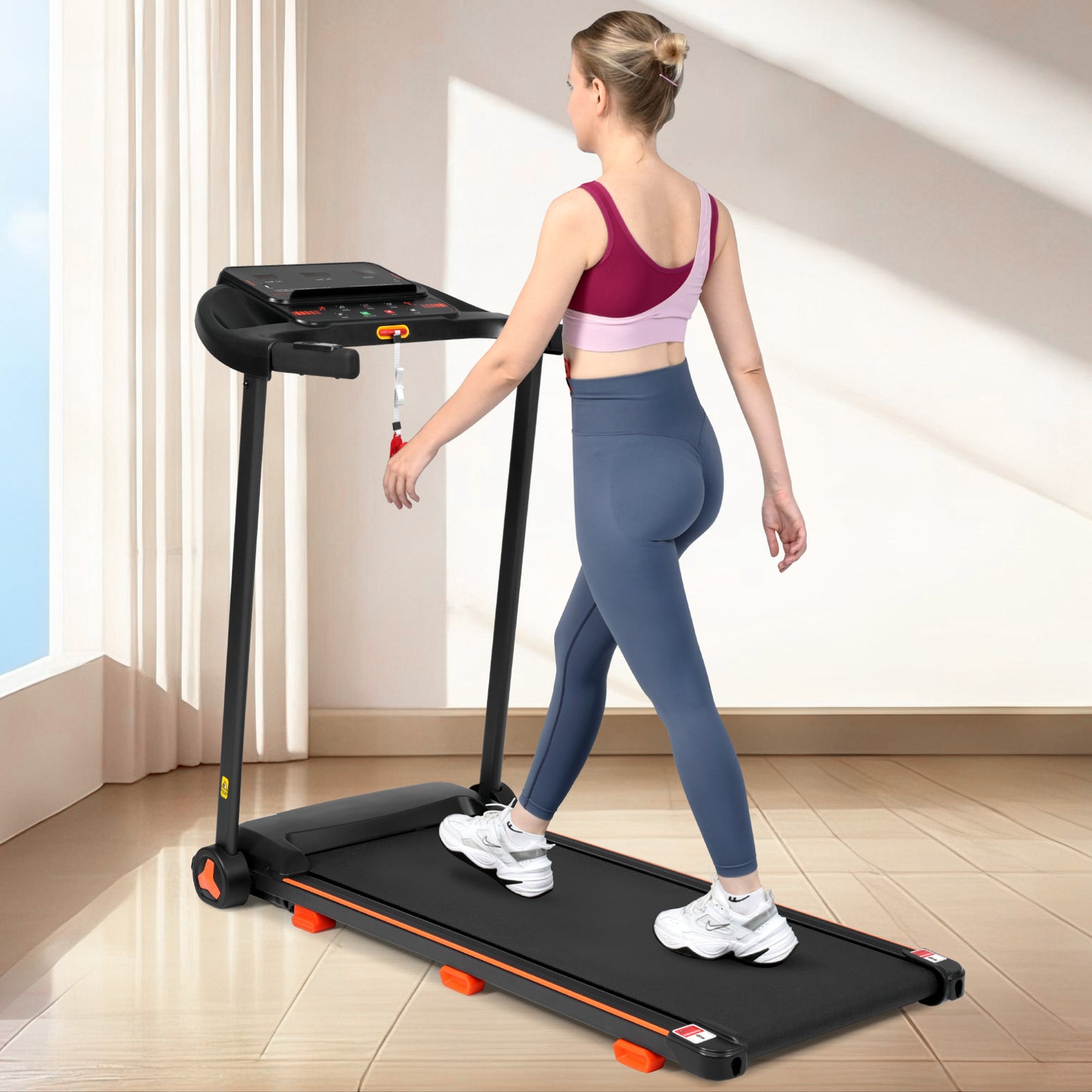 2.5HP Folding Treadmill with Heart Rate Sensor - Black