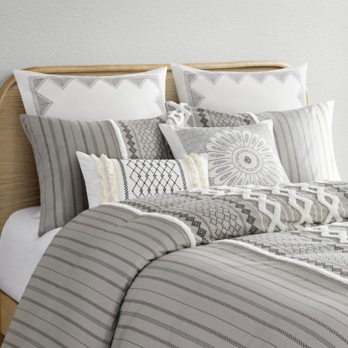 Full/Queen Cotton Duvet Cover Set with Chenille - Multicolor