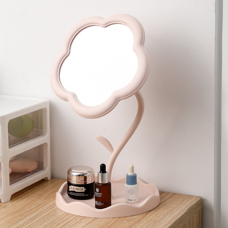 Desktop Makeup Mirror with Sunflower Design - Minimalist Korean Style