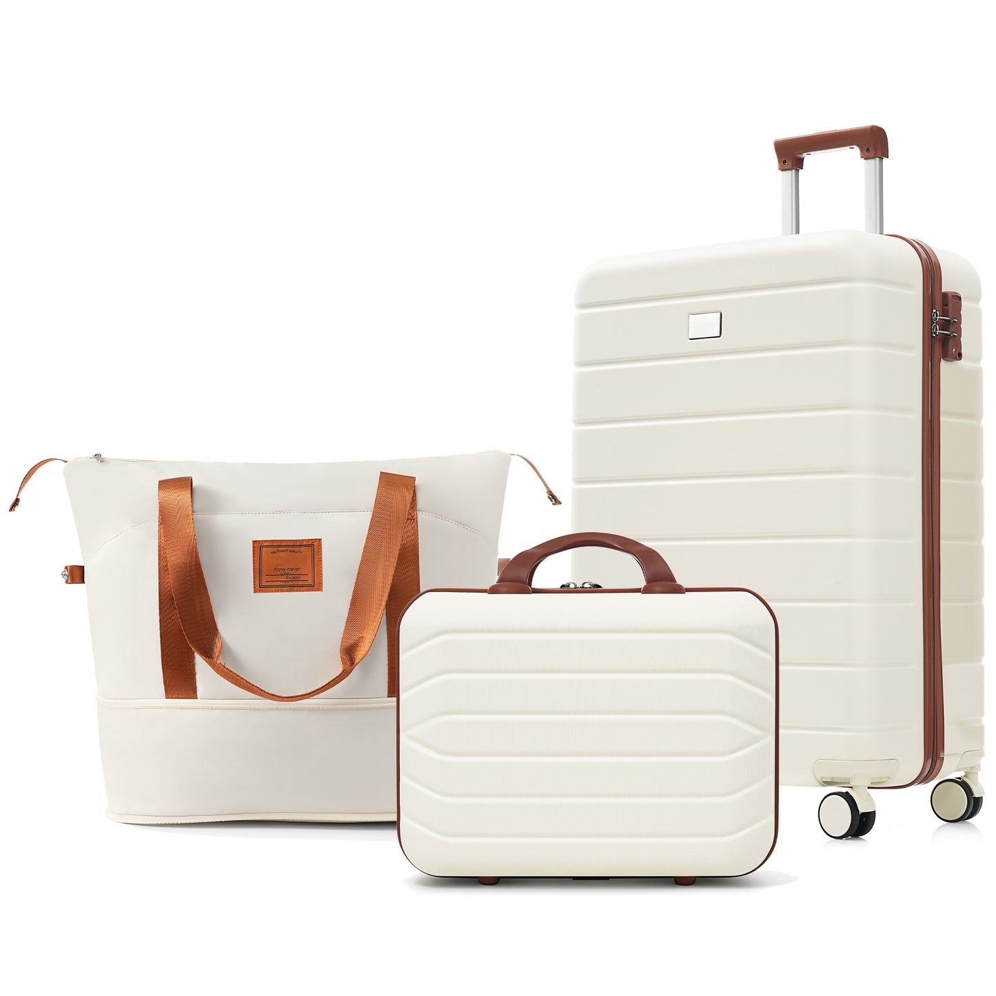 3-Piece Hardside Luggage Set with TSA Lock - Ivory