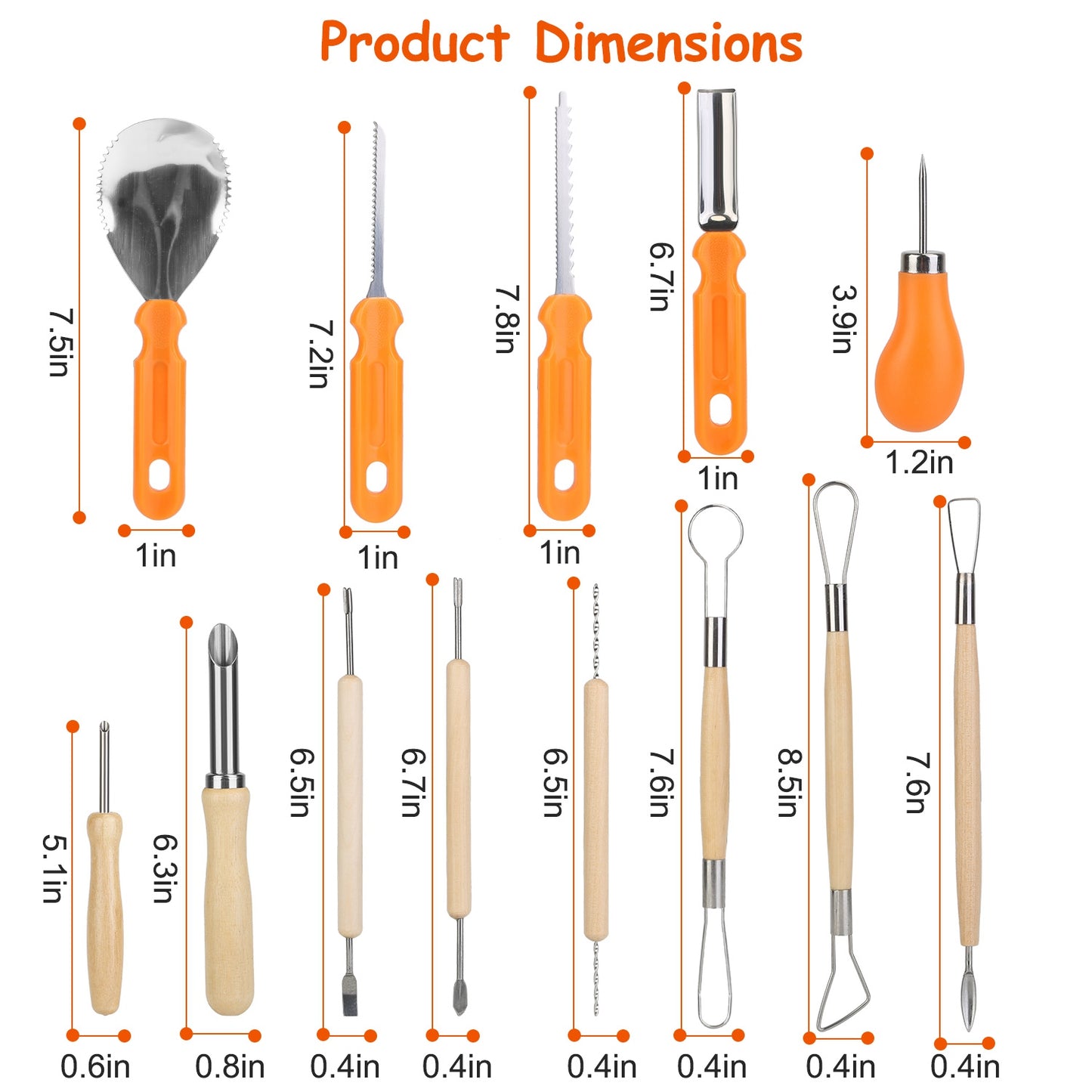 13-Piece Pumpkin Carving Kit - Stainless Steel Tools for Halloween