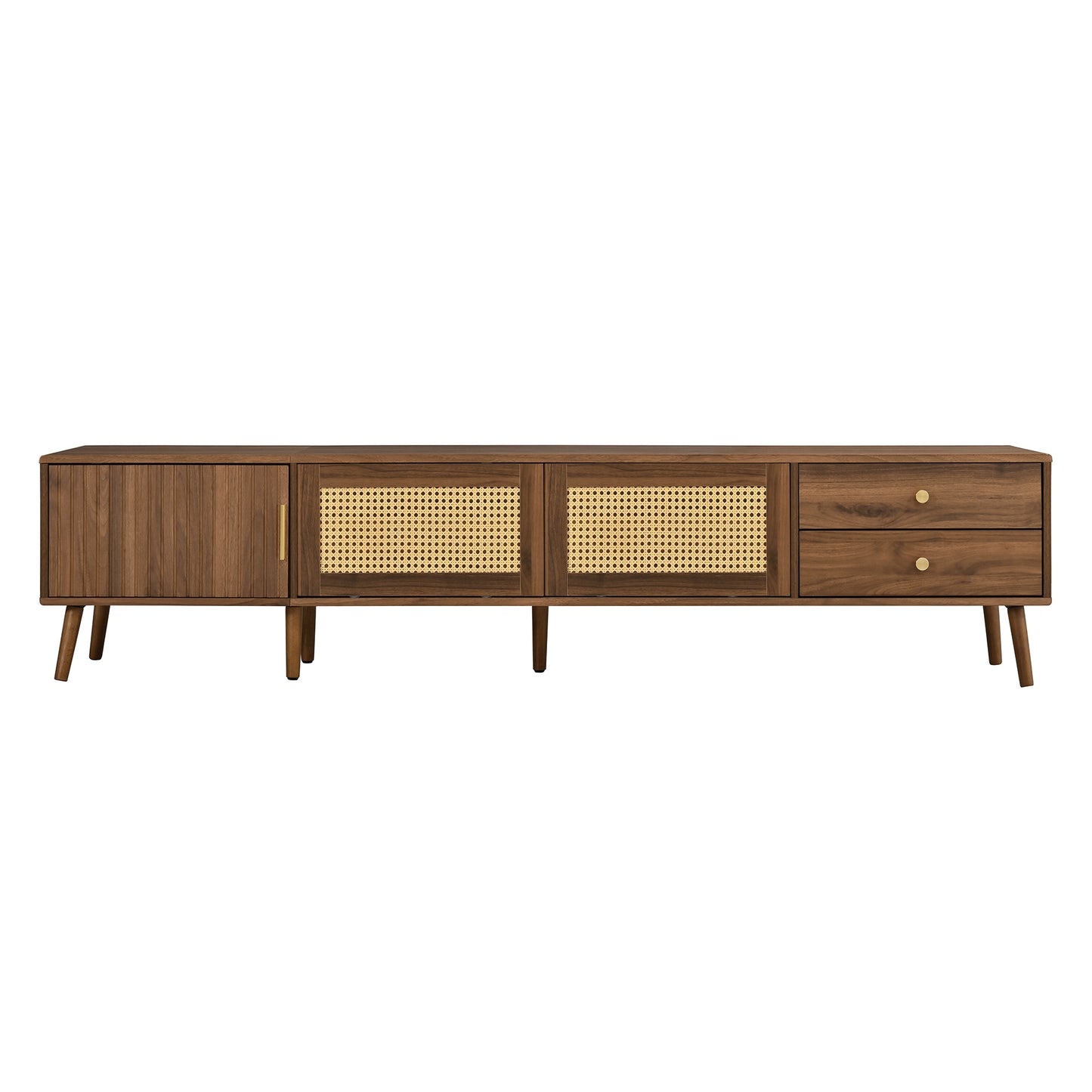 76" Modern Rattan TV Stand for TVs up to 85 Inches - Natural