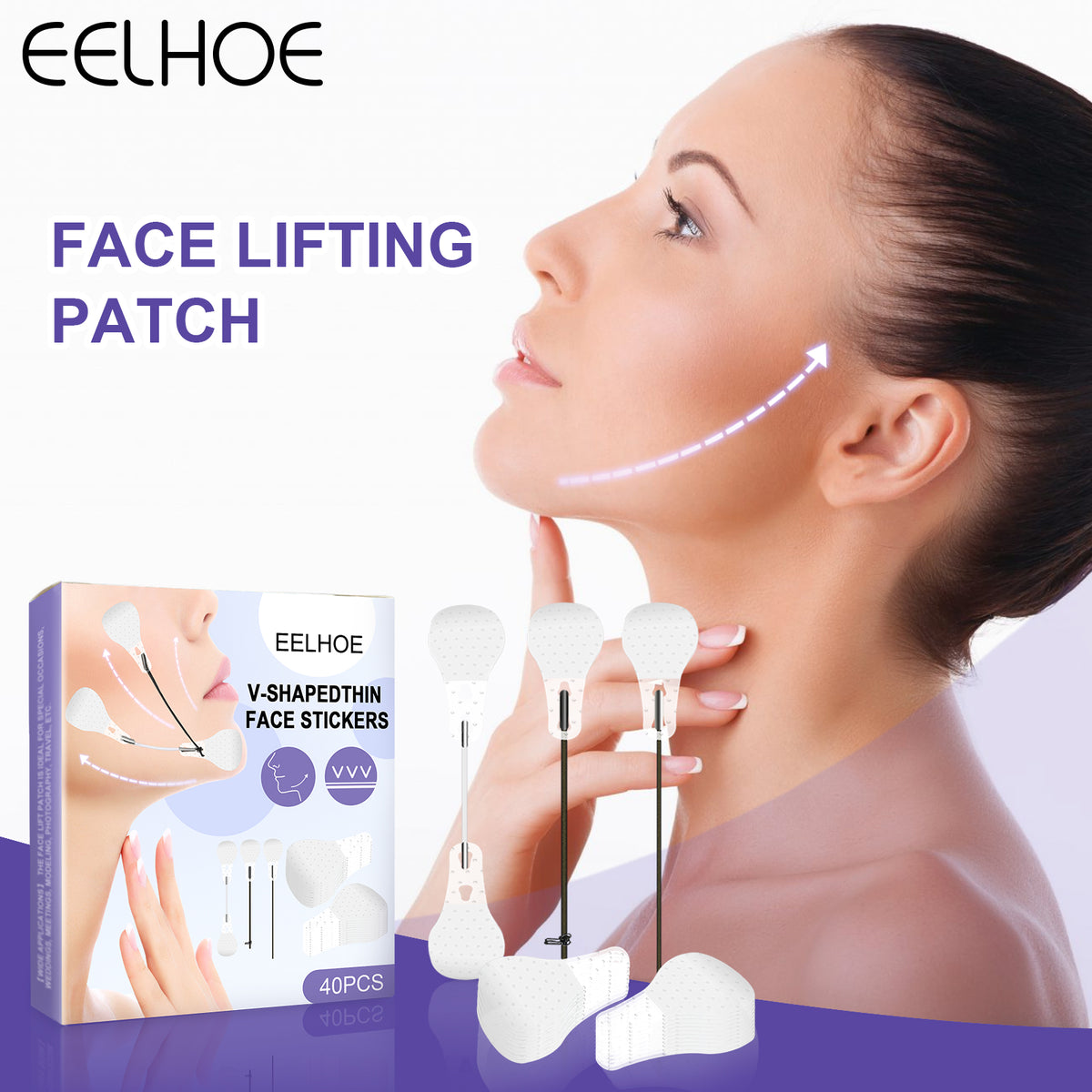 V-shaped Facial Lifting Stickers 40pcs Stickers--3 Ropes--1