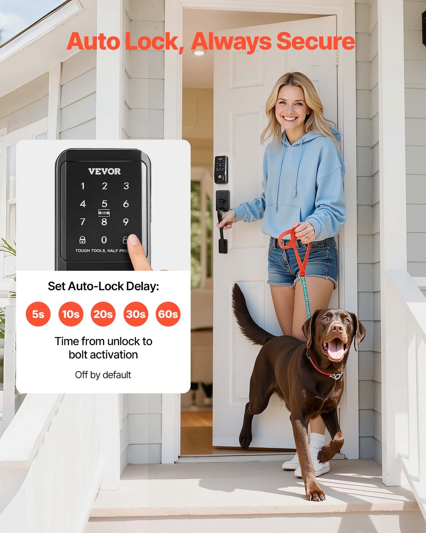 Keyless Entry Door Lock with Handle Set - Digital Deadbolt, Custom Codes, Matte Black