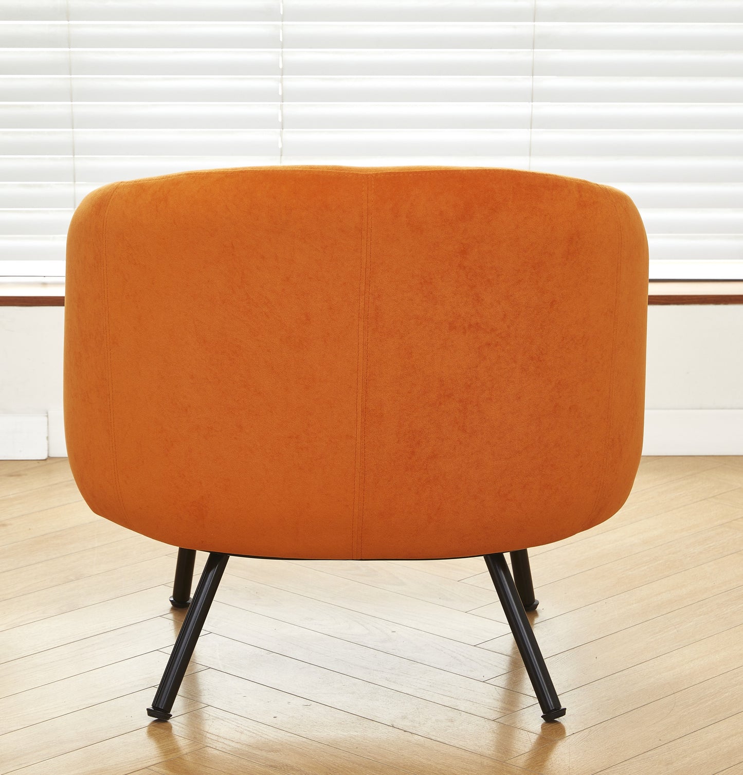 Mid-Century Modern Velvet Accent Chair, Upholstered Barrel Armchair