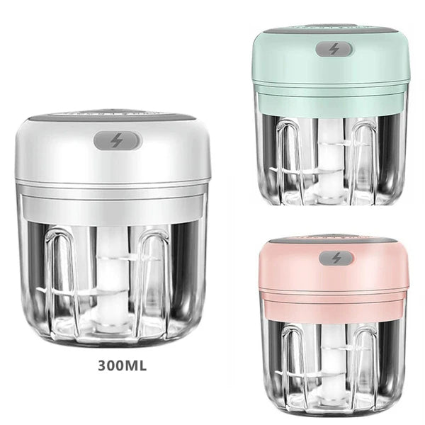 300ML Electric Garlic Press Chopper - Multi-Functional Food Mincer