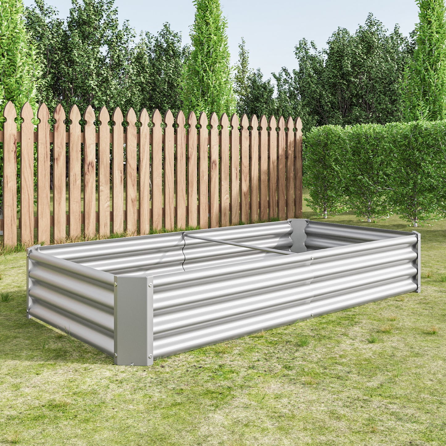 2PCS Metal Raised Garden Planter Beds 6' x 3' x 1' - Silver