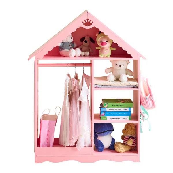 Pink And White Star-printed MDF, Spray-painted, 1 Mirror, 3-tier