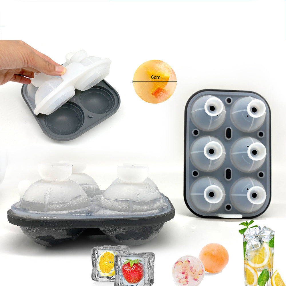 Silicone Ice Cube Tray for Whiskey and Frozen Drinks - 4 or 6 Balls Sets