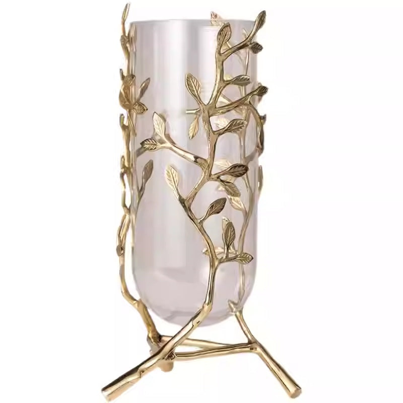 Brass and Glass Living Room TV Cabinet Vase Home Decor