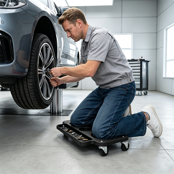 Rolling Knee Creeper with EVA Foam Cushions and Magnetic Tool Tray - Heavy Duty Garage and Auto Repair