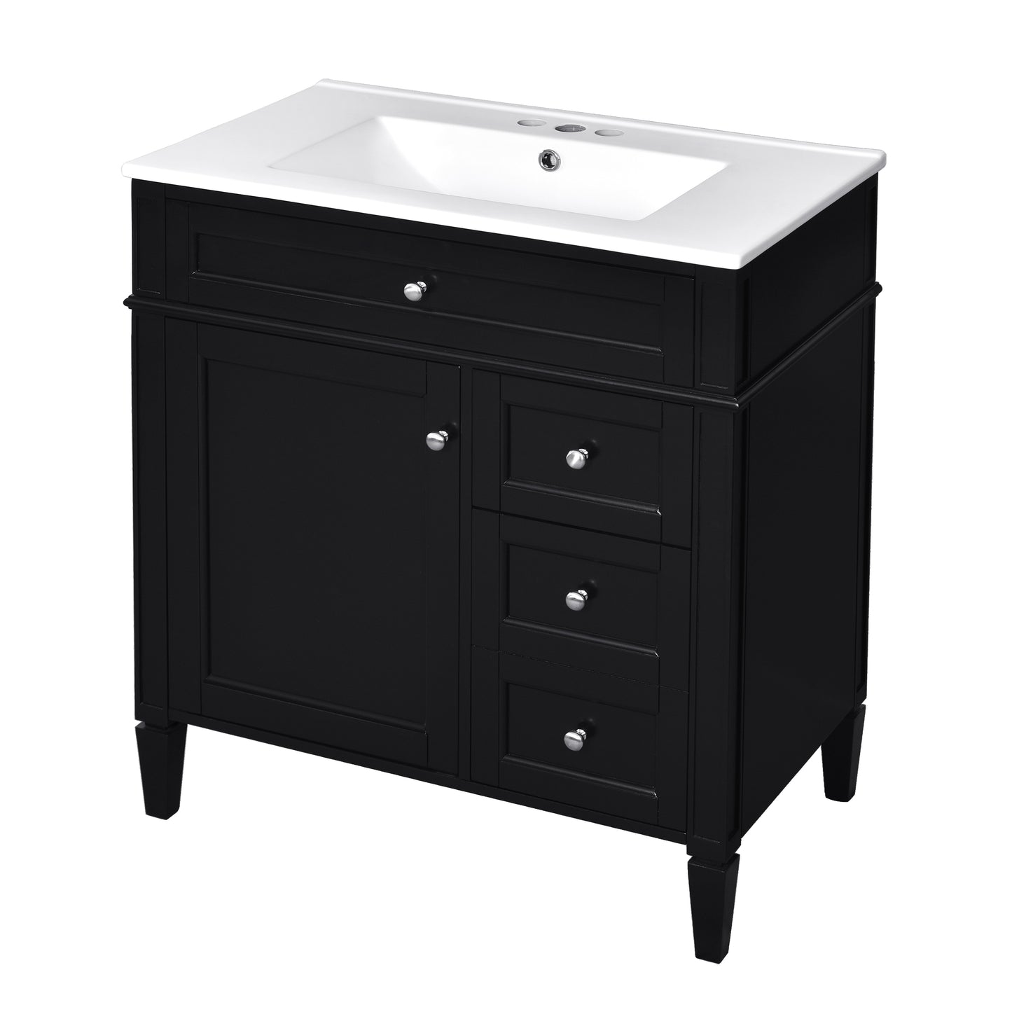 30'' Modern Bathroom Vanity with Sink - Black Storage Cabinet