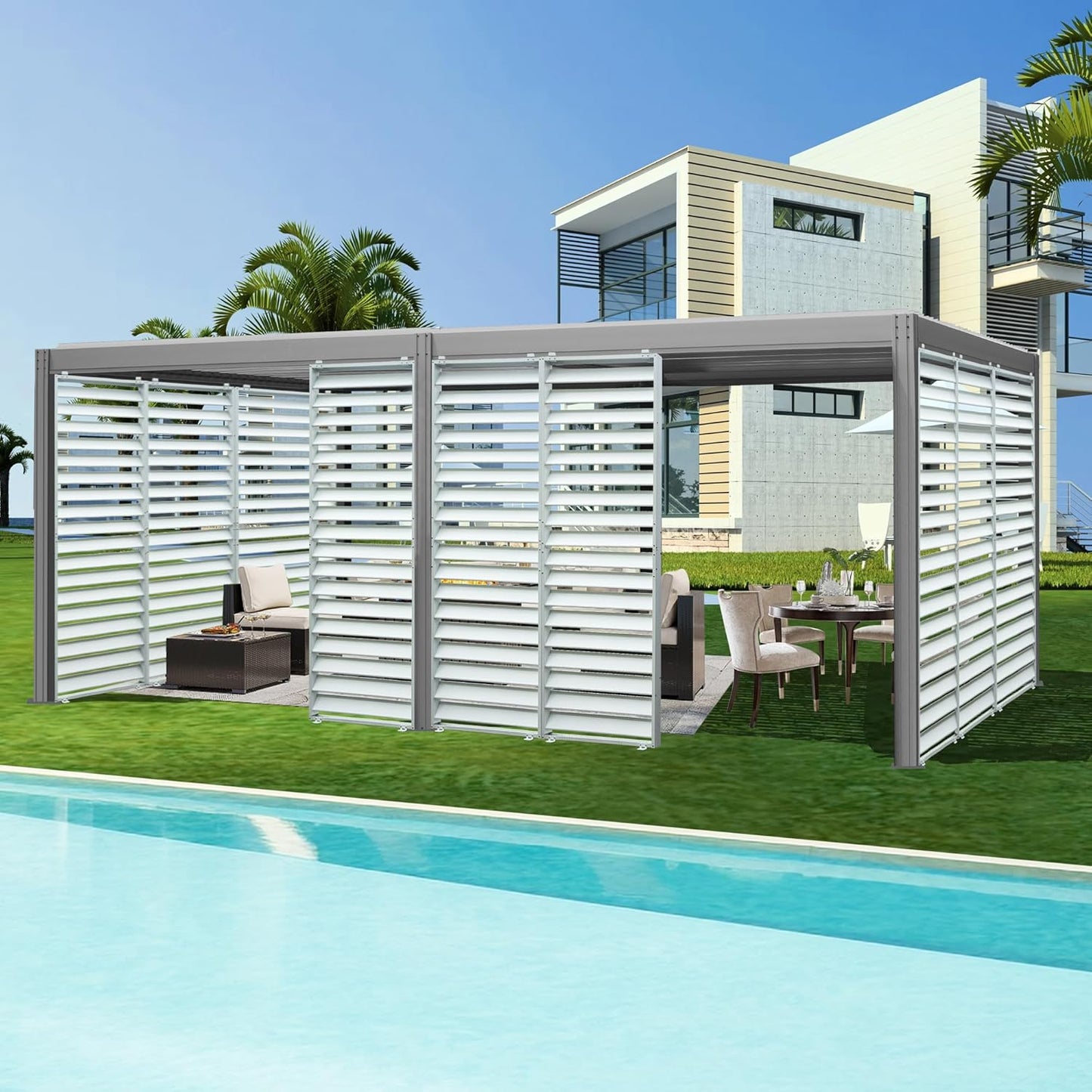 Outdoor Louvered Pergola Accessories Screens