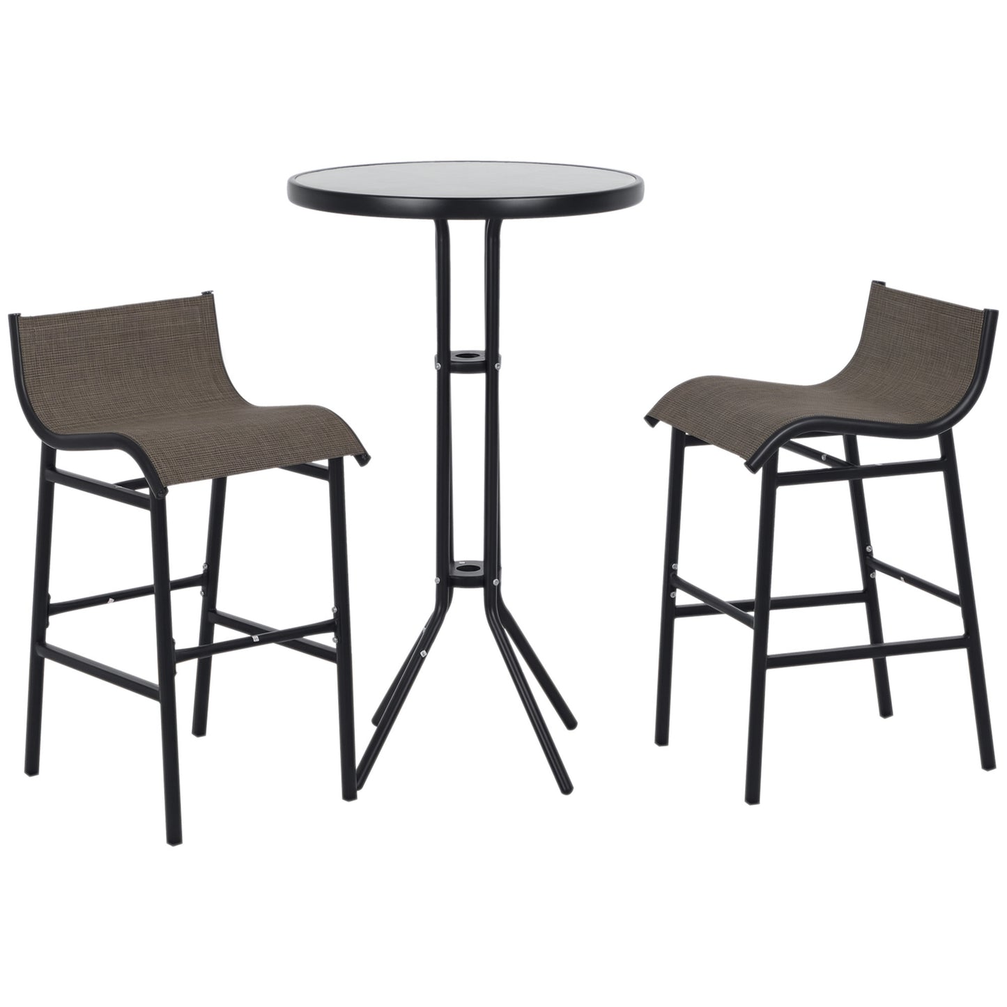 3 Piece Outdoor Bistro Set for 2 with Glass Top - Tan