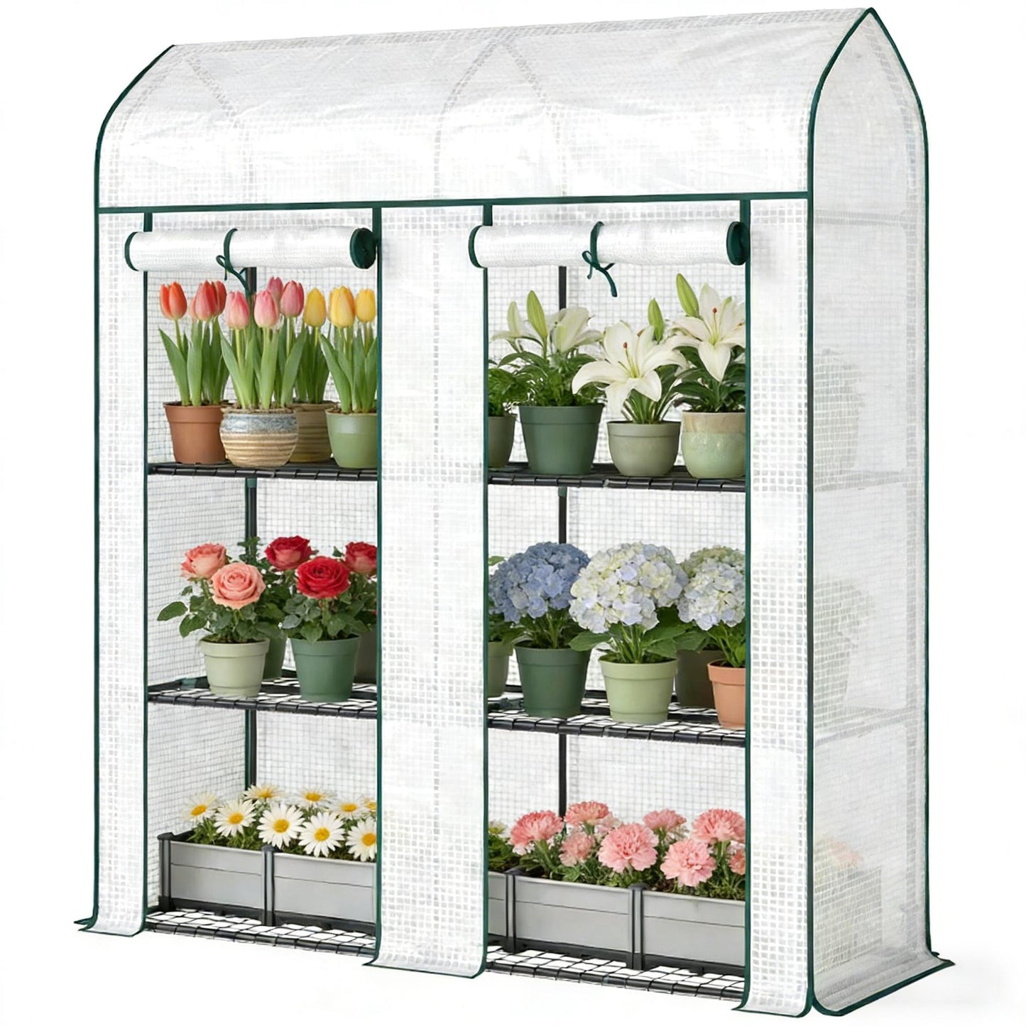 Mini Portable Greenhouse - White Three-Tier Plant Shelf