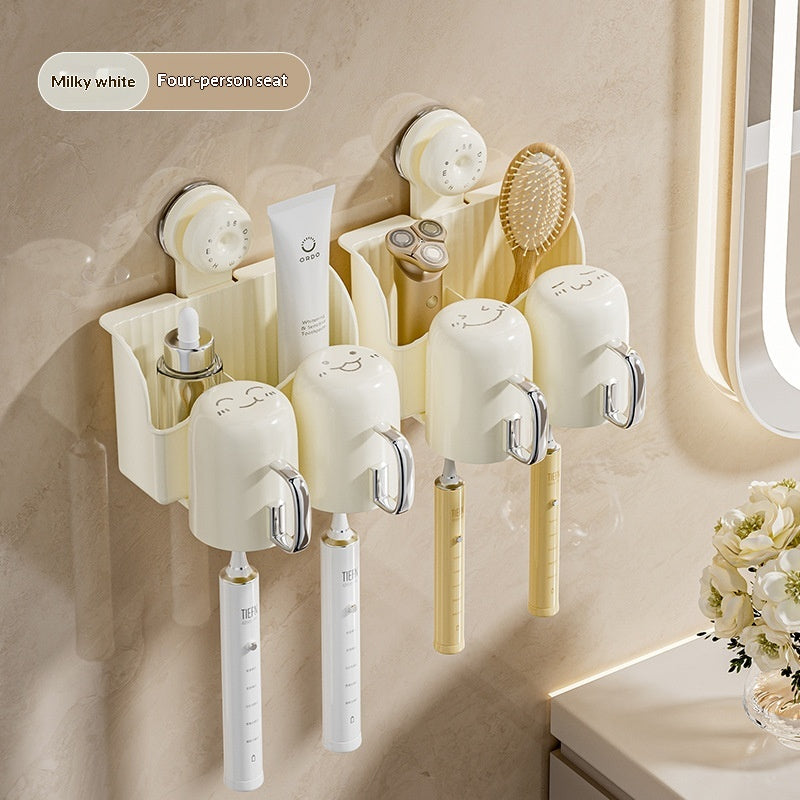 Wall-Mounted Toothbrush Holder Shelf with Dispenser for Bathroom