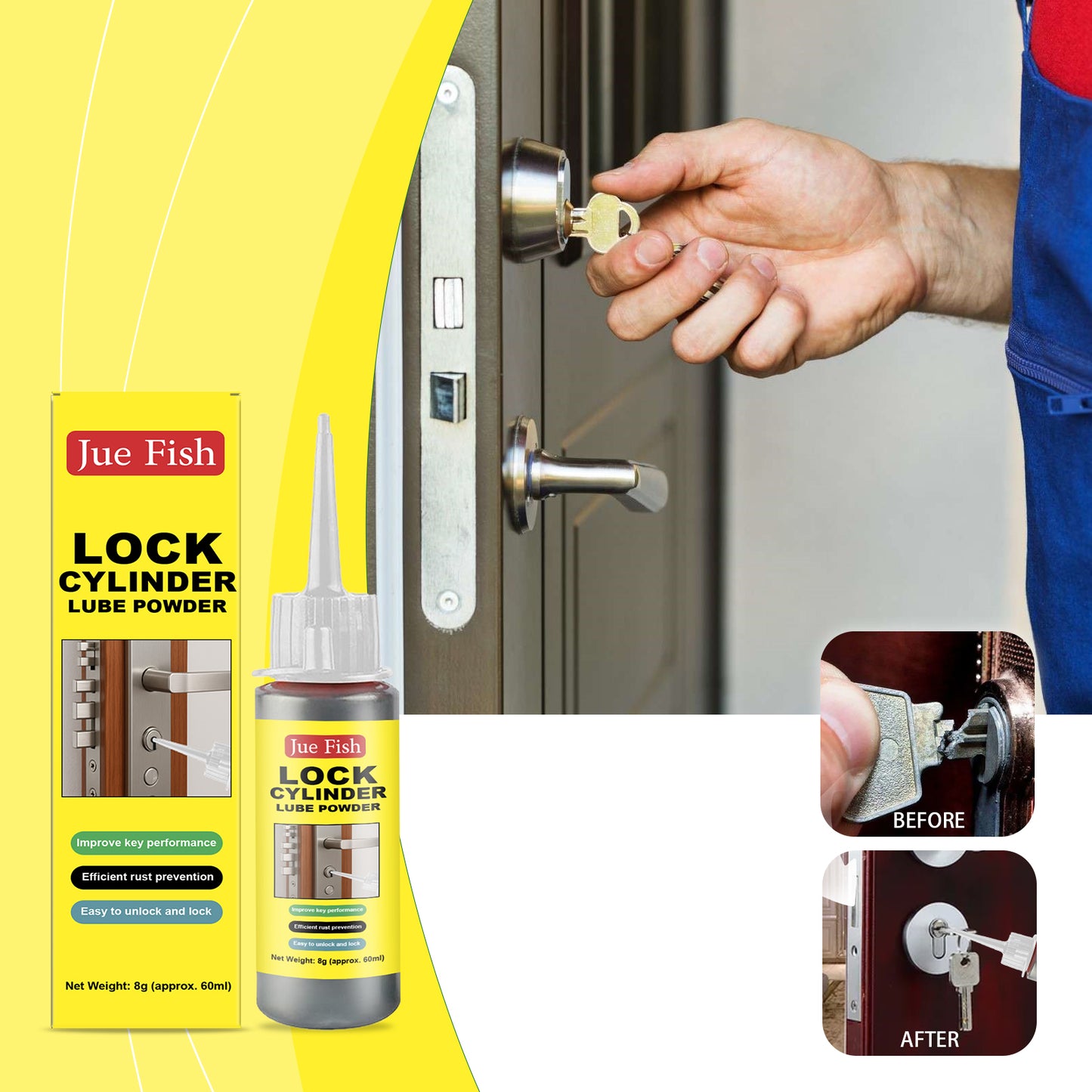 60ml Lock Core Lubricant for Keyholes and Locks - Graphite Spray