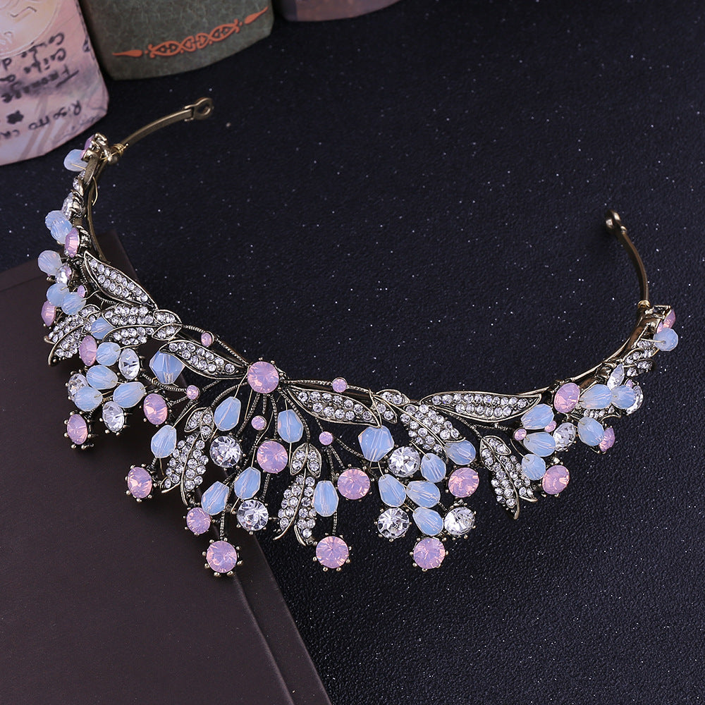 Vintage Rhinestone Crown Hair Accessory Handmade for Women