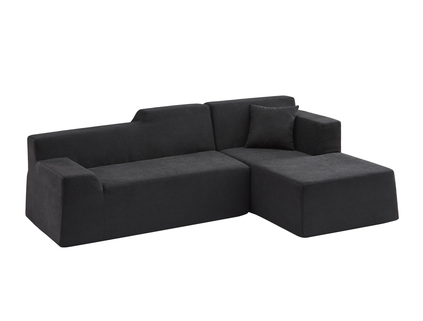 L-Shaped Modern Minimalist Corduroy Sofa - Black
