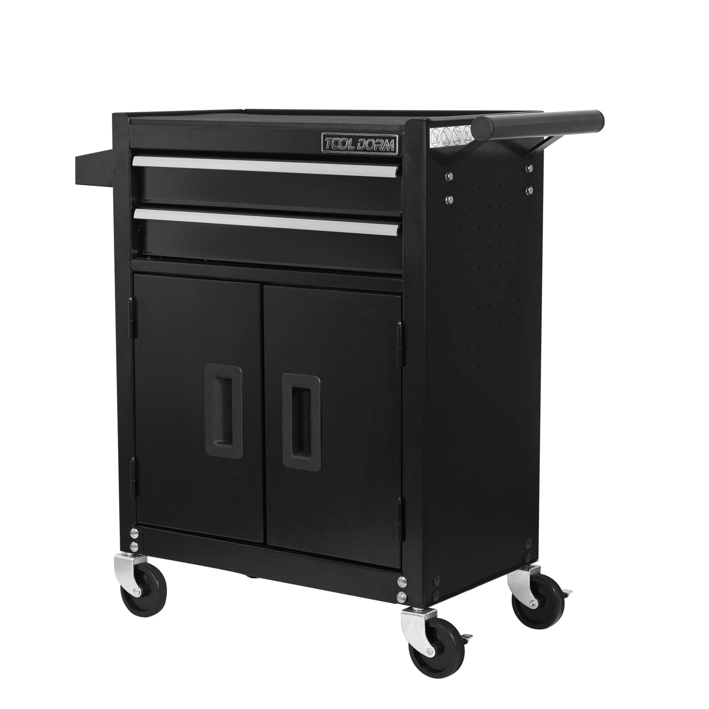 Double-Door Tool Storage Cabinet with 2 Drawers, Heavy-Duty Steel, Lockable Doors