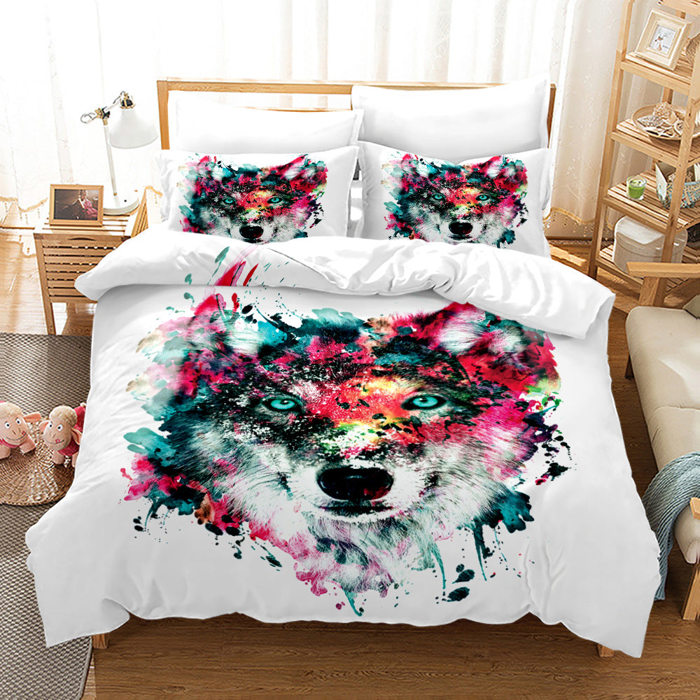 Digital Printed Wolf Bedding Set - 3-Piece Bed Linen for Home Decor