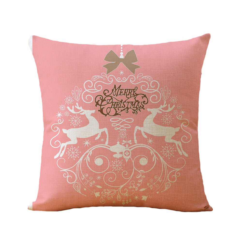 Christmas Printed Linen Pillowcase - Super Soft & Skin-Friendly Cushion Cover