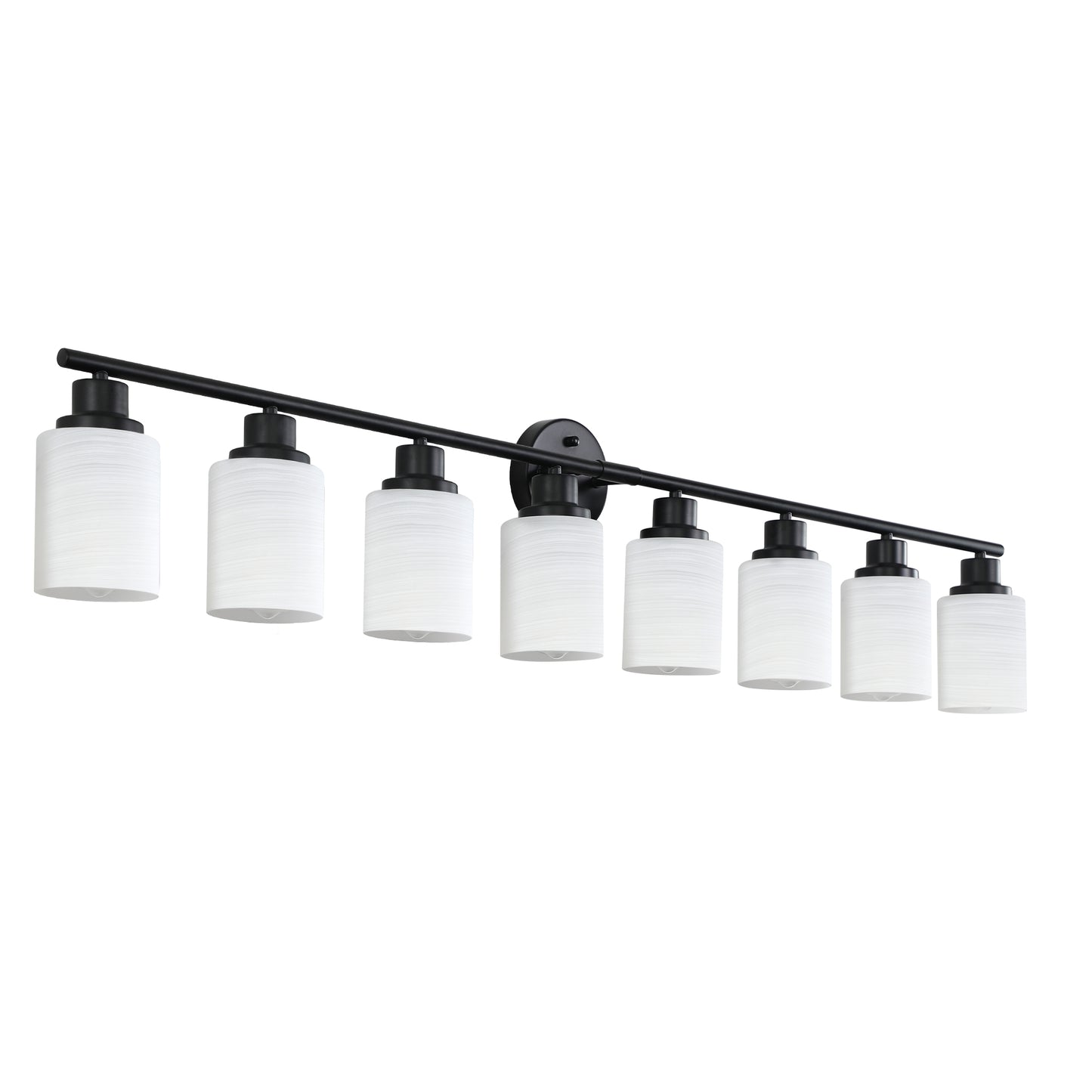 Modern 8-Light Vanity Wall Sconce - Frosted Glass & Black Frame