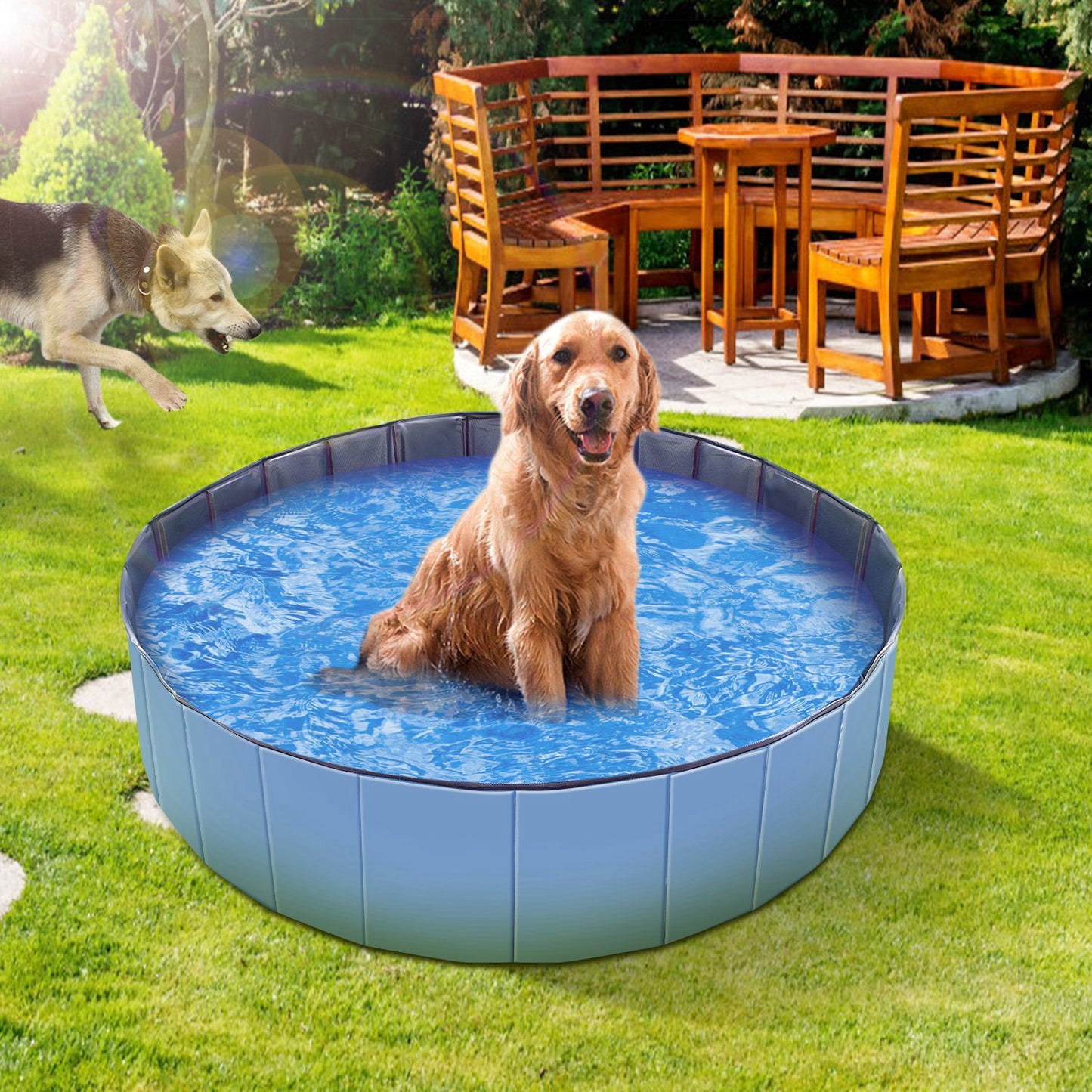Foldable Pet Swimming Pool for Dogs and Cats - Portable PVC Bathing Tub