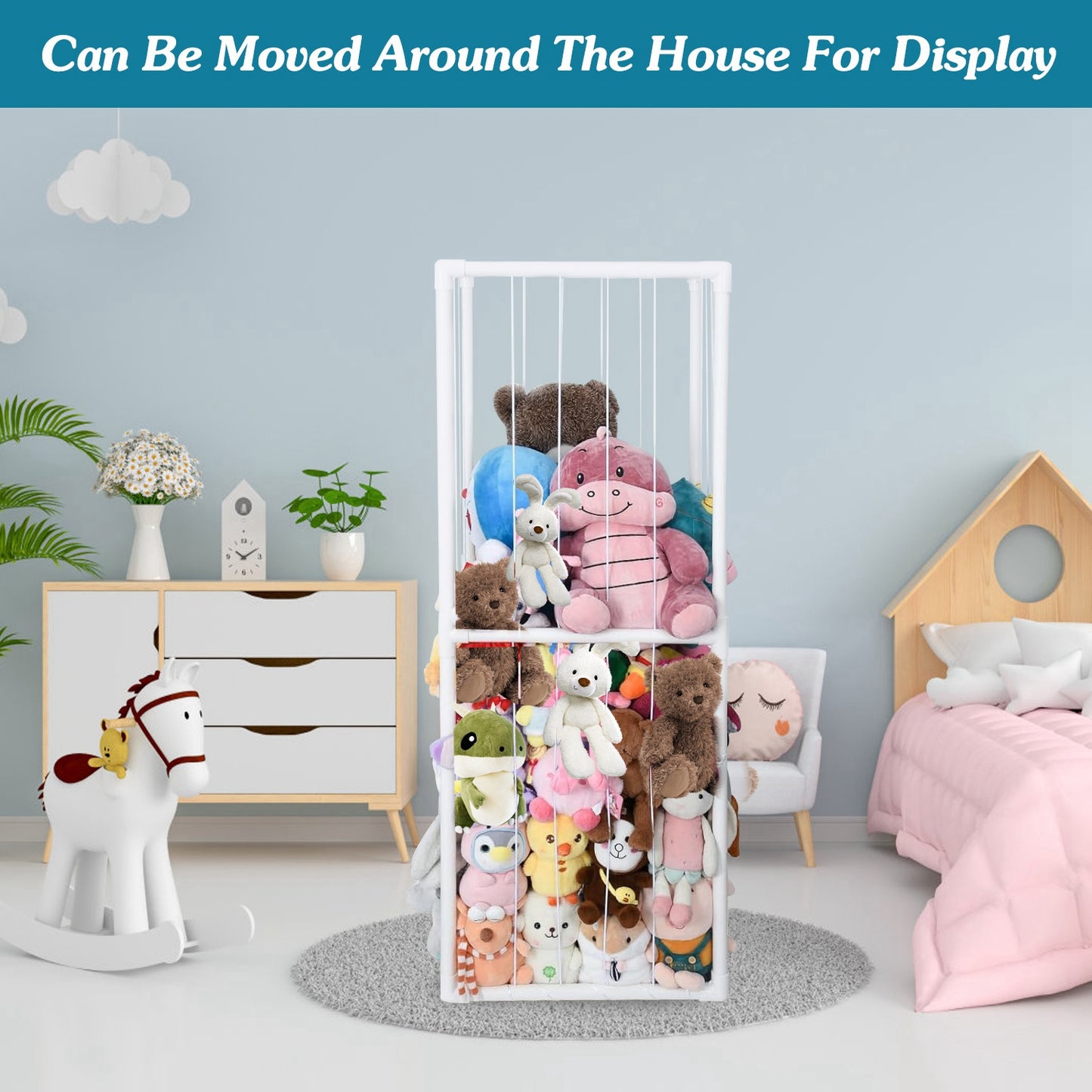 1Pc Stuffed Animal Storage PVC Plush Organizer Shelf Holder Standing