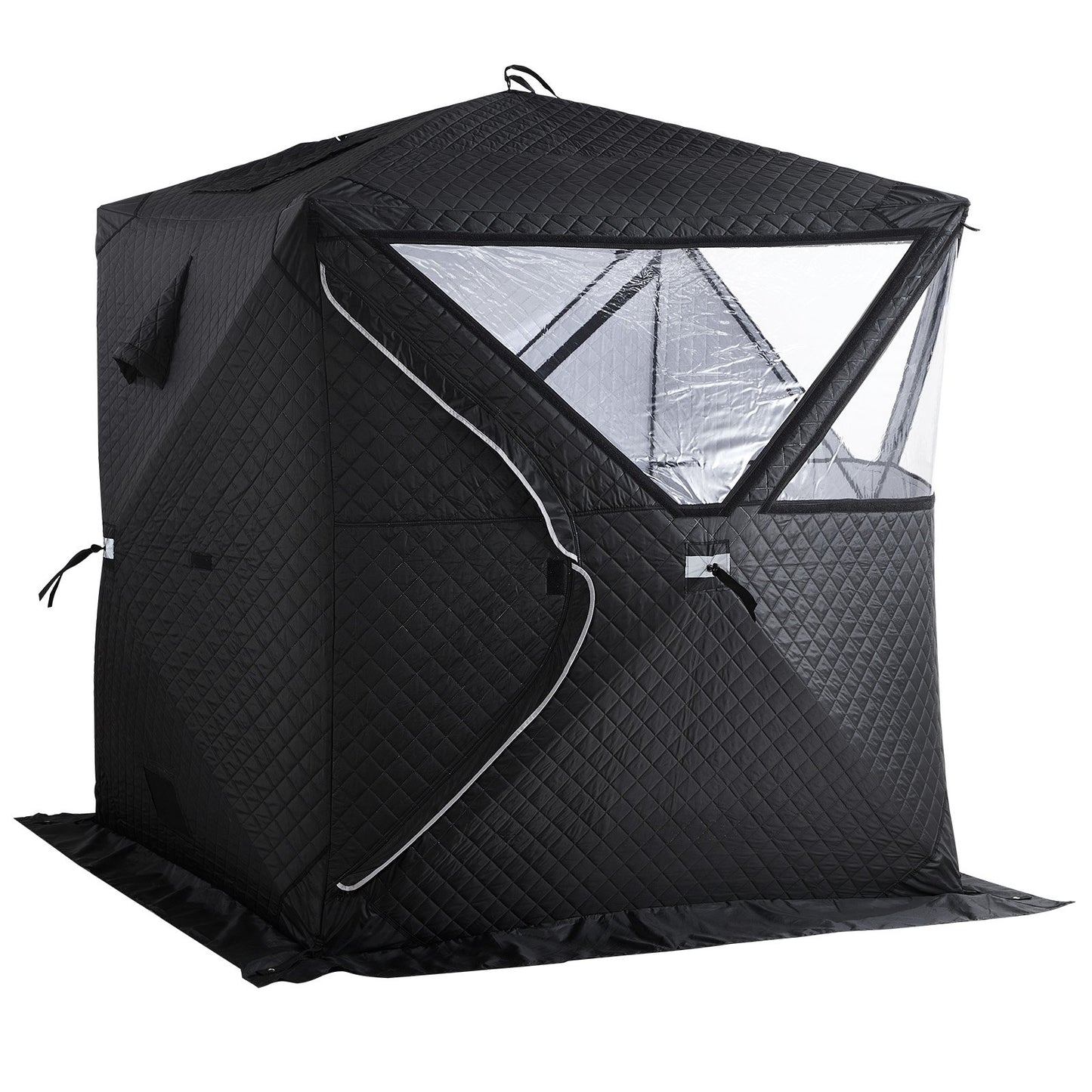 Outdoor 4-Person Sauna Tent with Velcro Flaps for Camping - Black