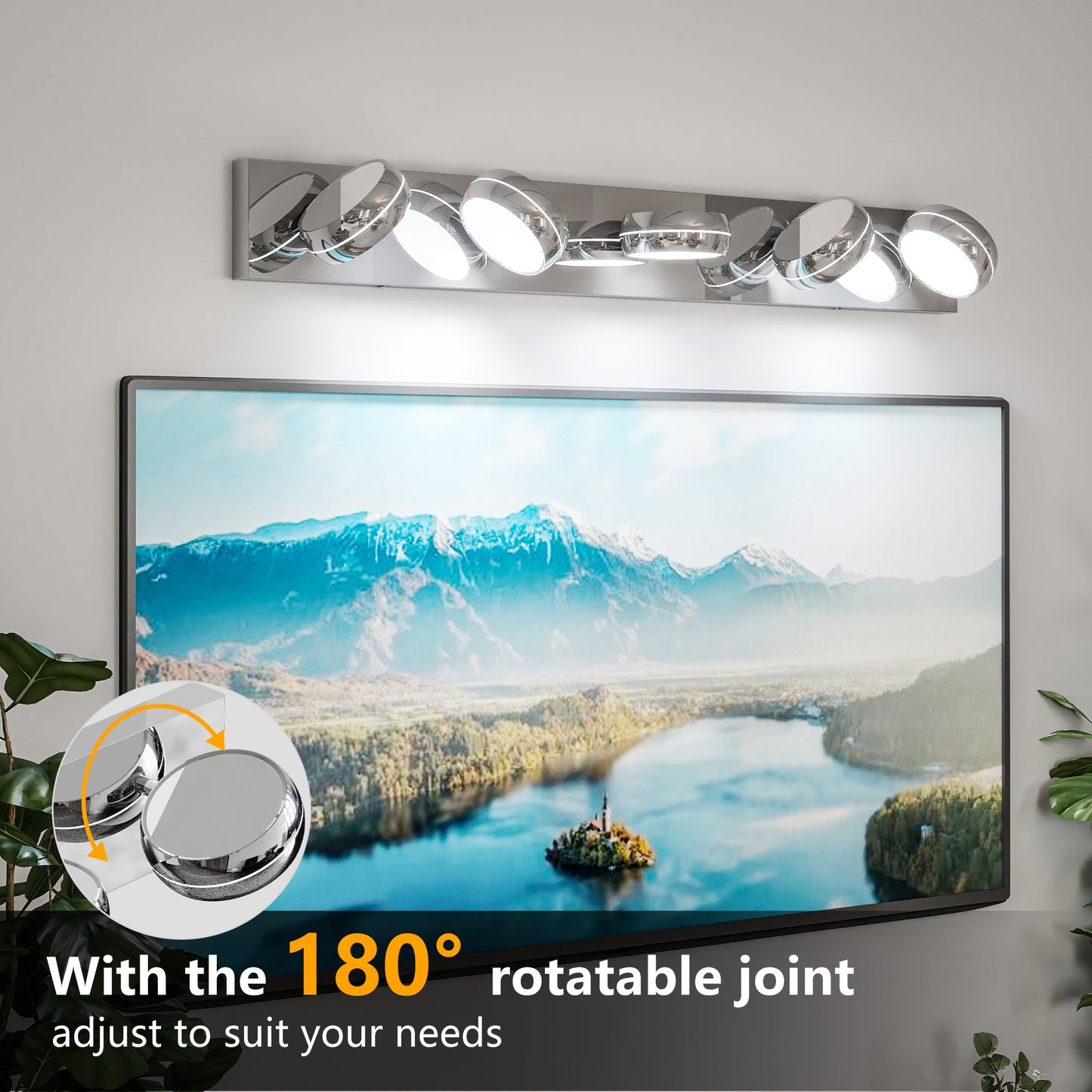 LED Bathroom Vanity Lights - 35in Modern Chrome Fixture