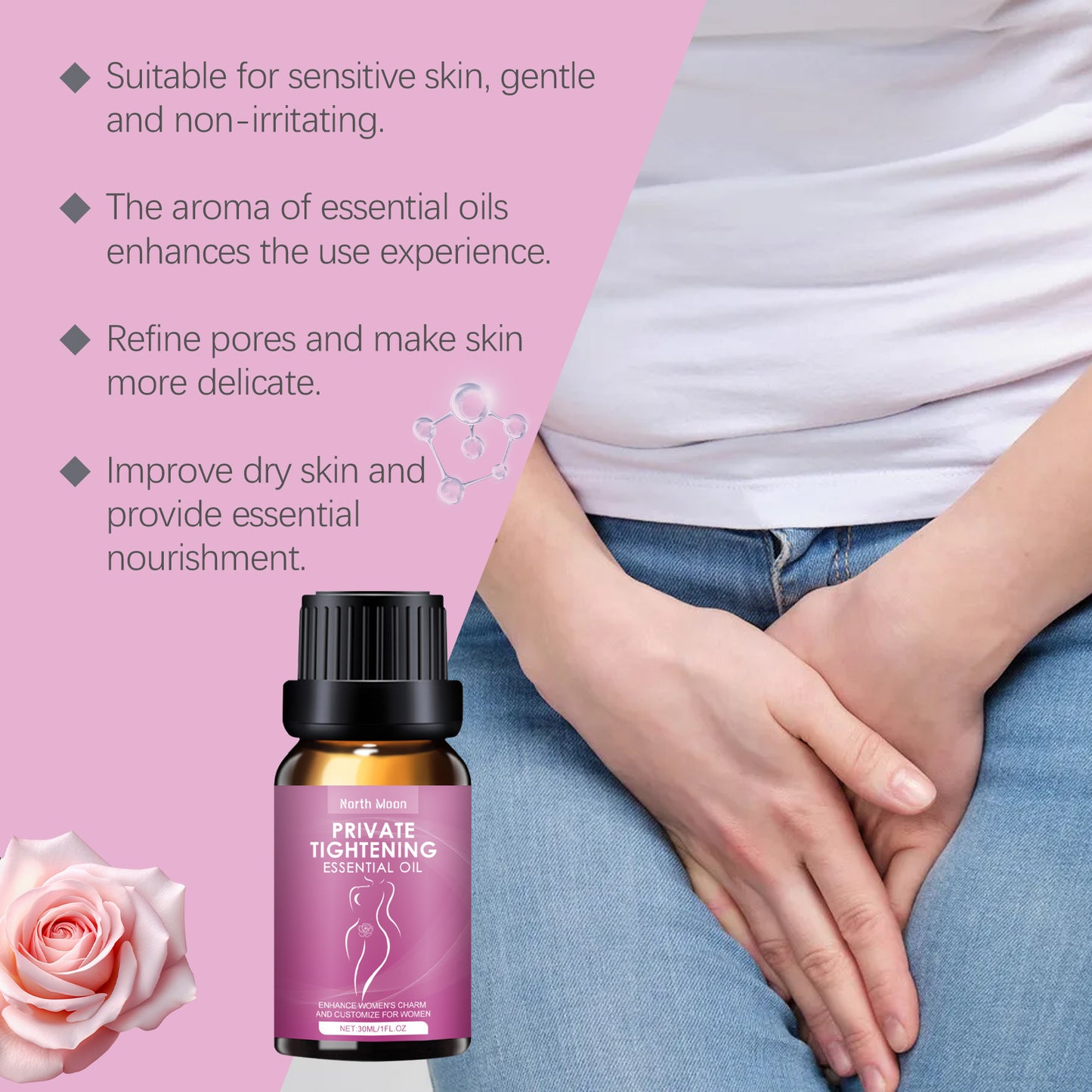 Intimate Moisturizing Massage Oil for Women with Ginkgo & Vitamin E, 30ml