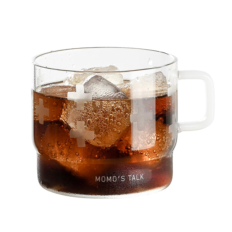 High Temperature Resistant Glass Cup - Clear Drinkware with Dot & Cross Patterns
