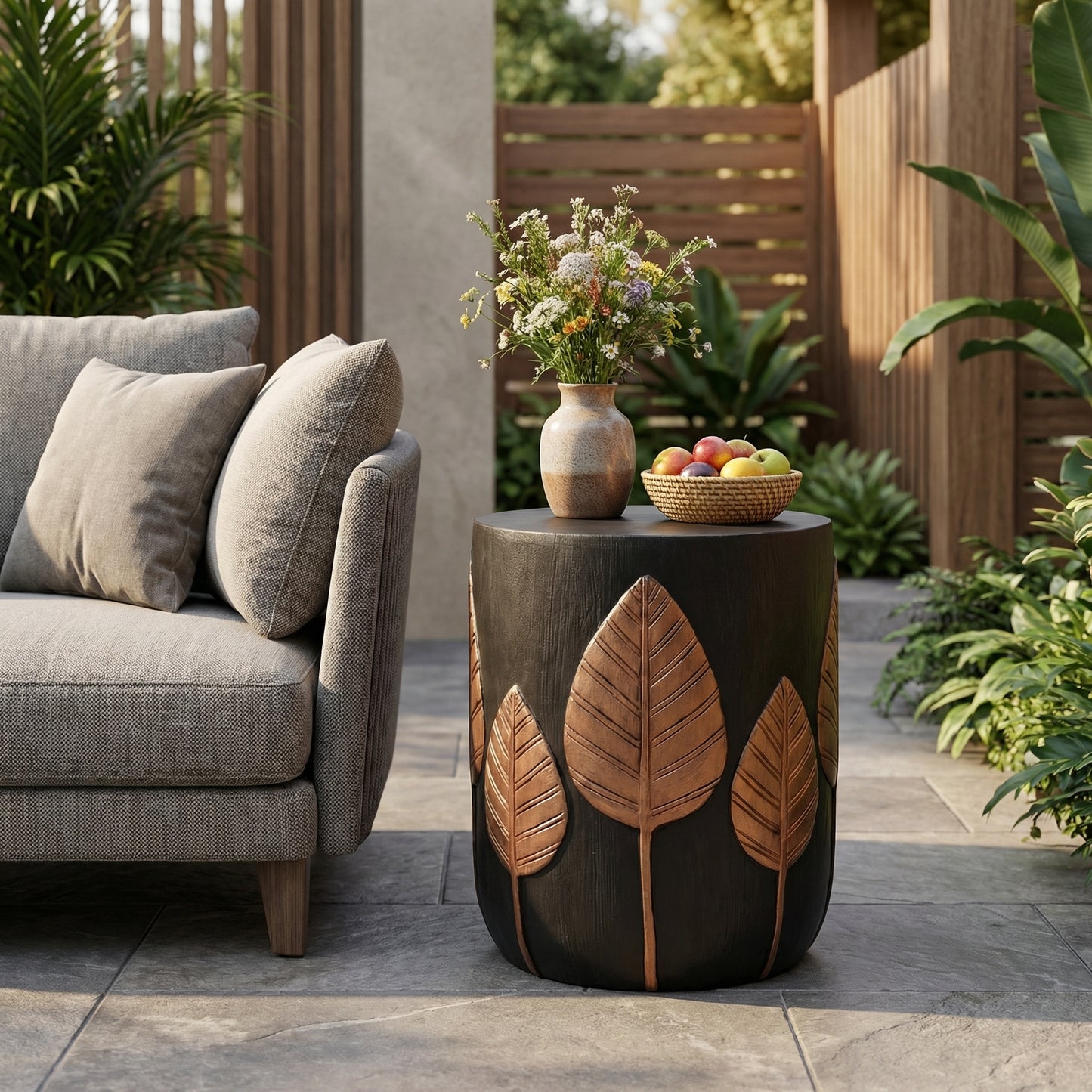Lightweight Concrete Outdoor Side Table - Copper