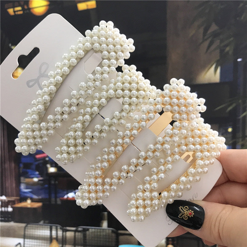 Pearl Hairpin Set Retro Handmade Hair Accessories for Women