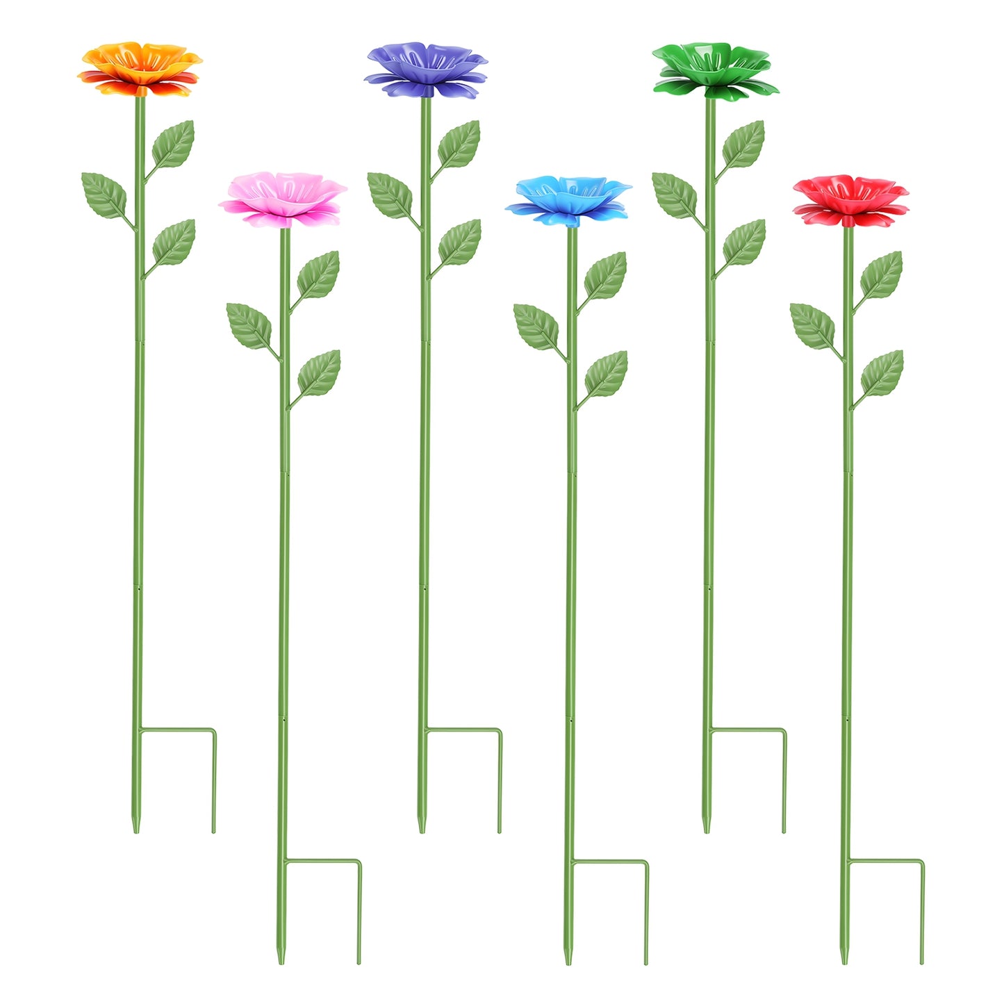 6-Pack Metal Bee Watering Stations with Artificial Flowers for Garden Pollinators