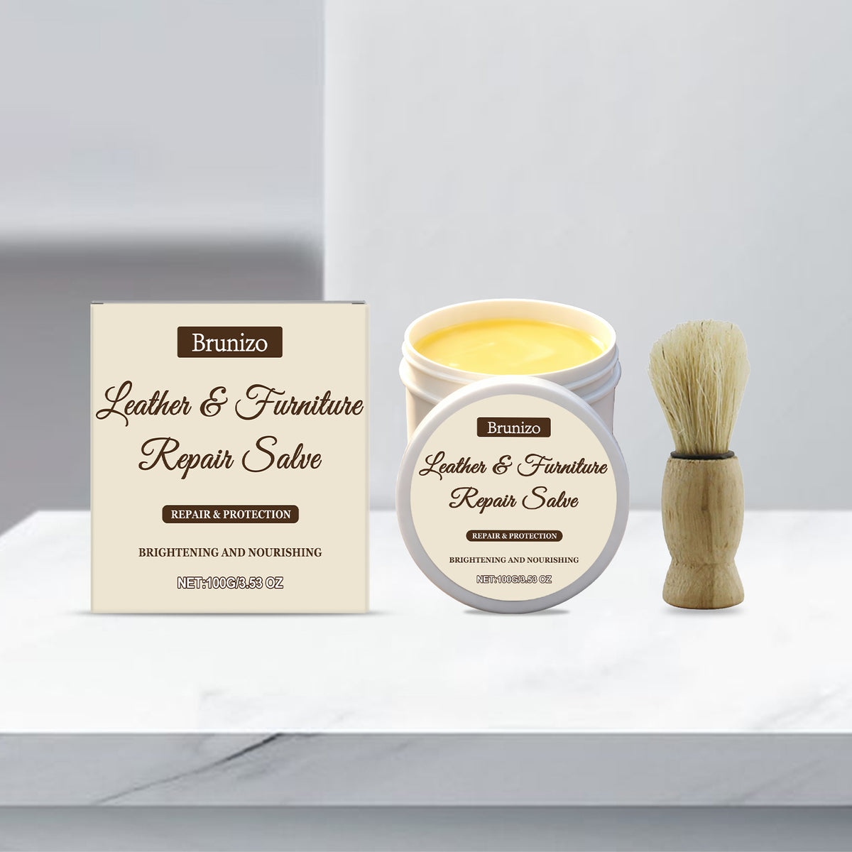 Leather Care Cream 100g with Brush - Shoe & Leather Maintenance Kit