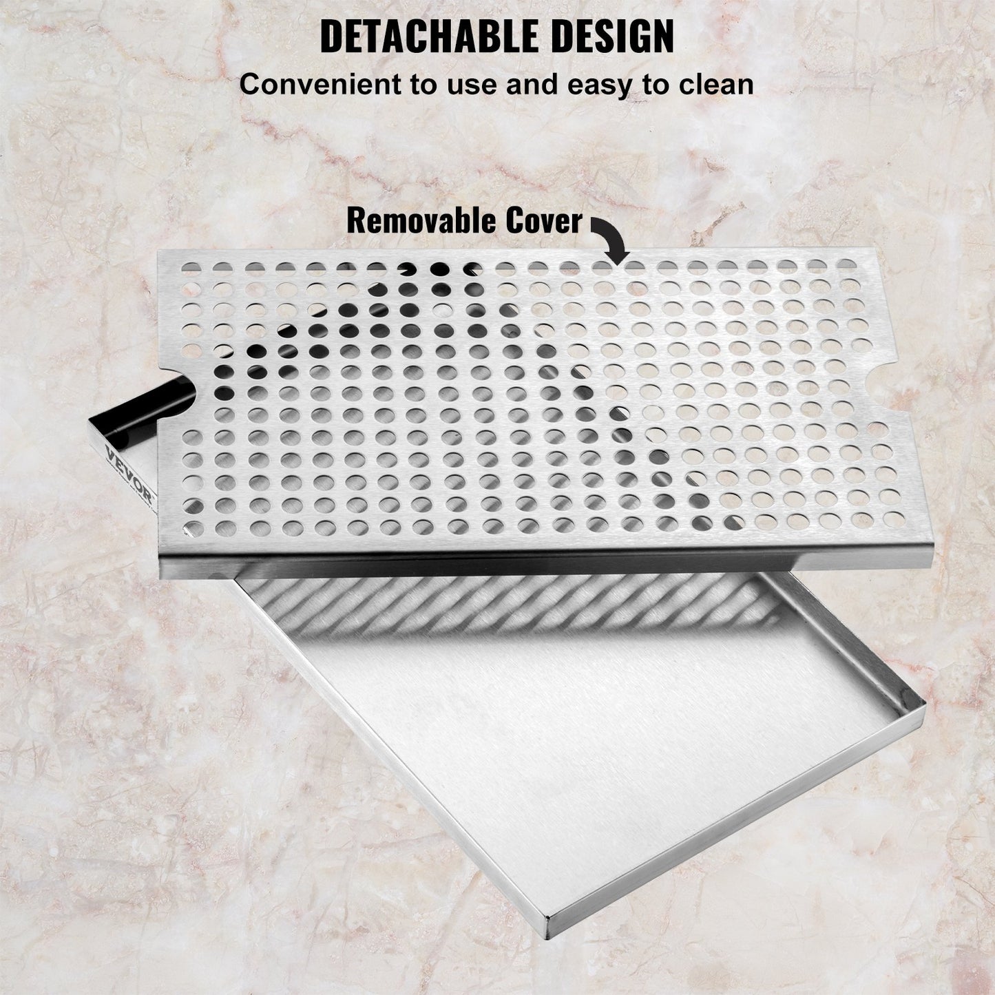 304 Stainless Steel Beer Drip Tray with Non-Slip Pads - Silver