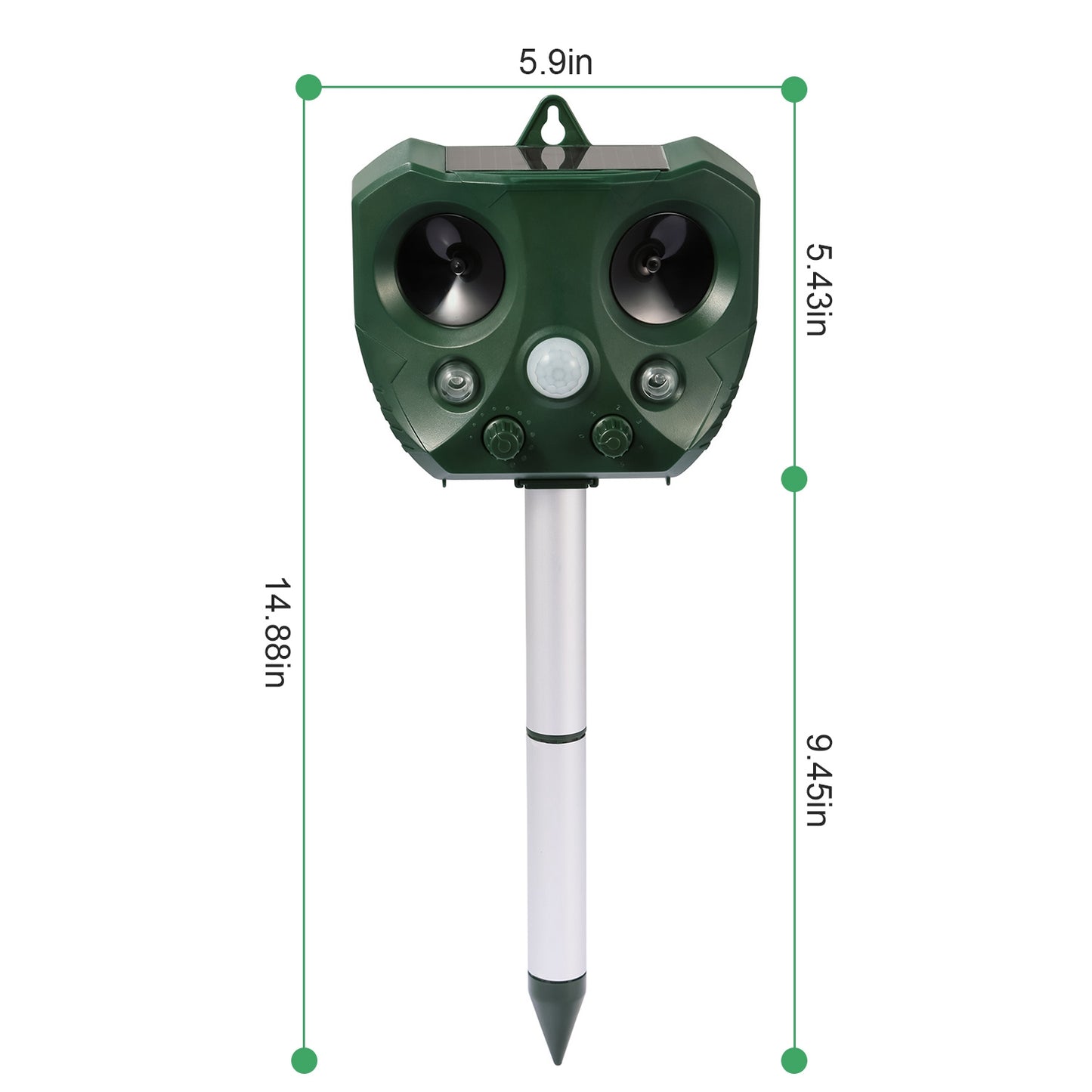 Solar Ultrasonic Animal Repeller with Motion Sensor & LED Lights for Garden Yard