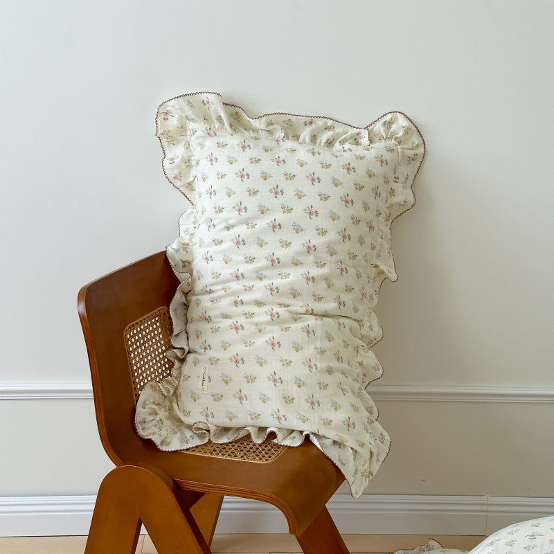 Korean Floral Cotton Gauze Pillowcase - Soft Home Bedding