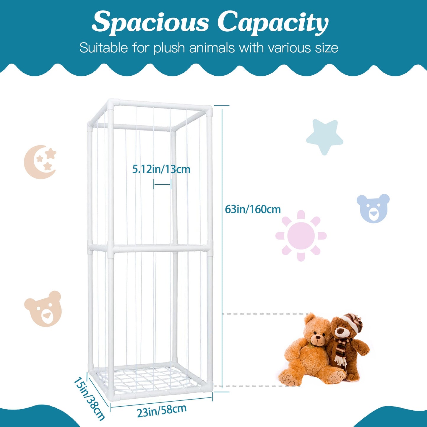 1Pc Stuffed Animal Storage PVC Plush Organizer Shelf Holder Standing