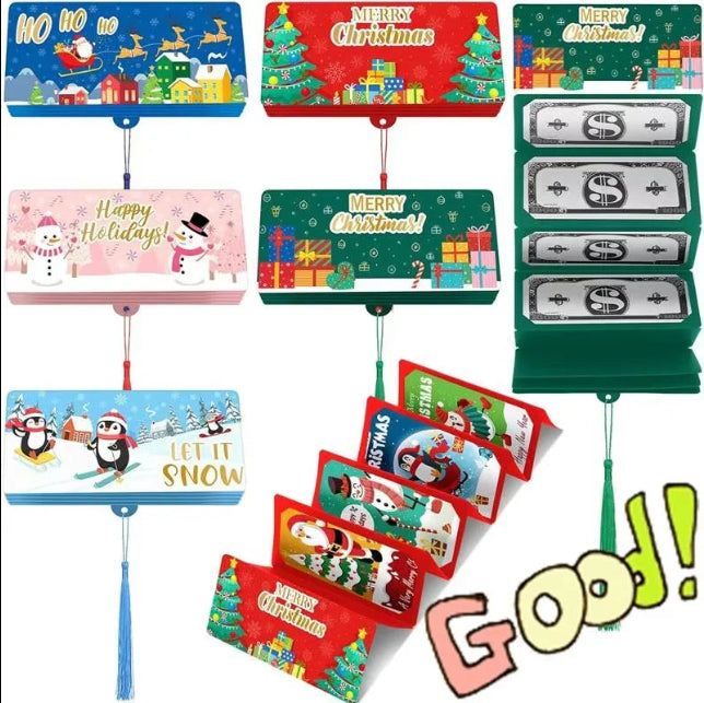 Foldable Dollar Bill Holder with 10 Slots Christmas Party Money Box Red Envelope
