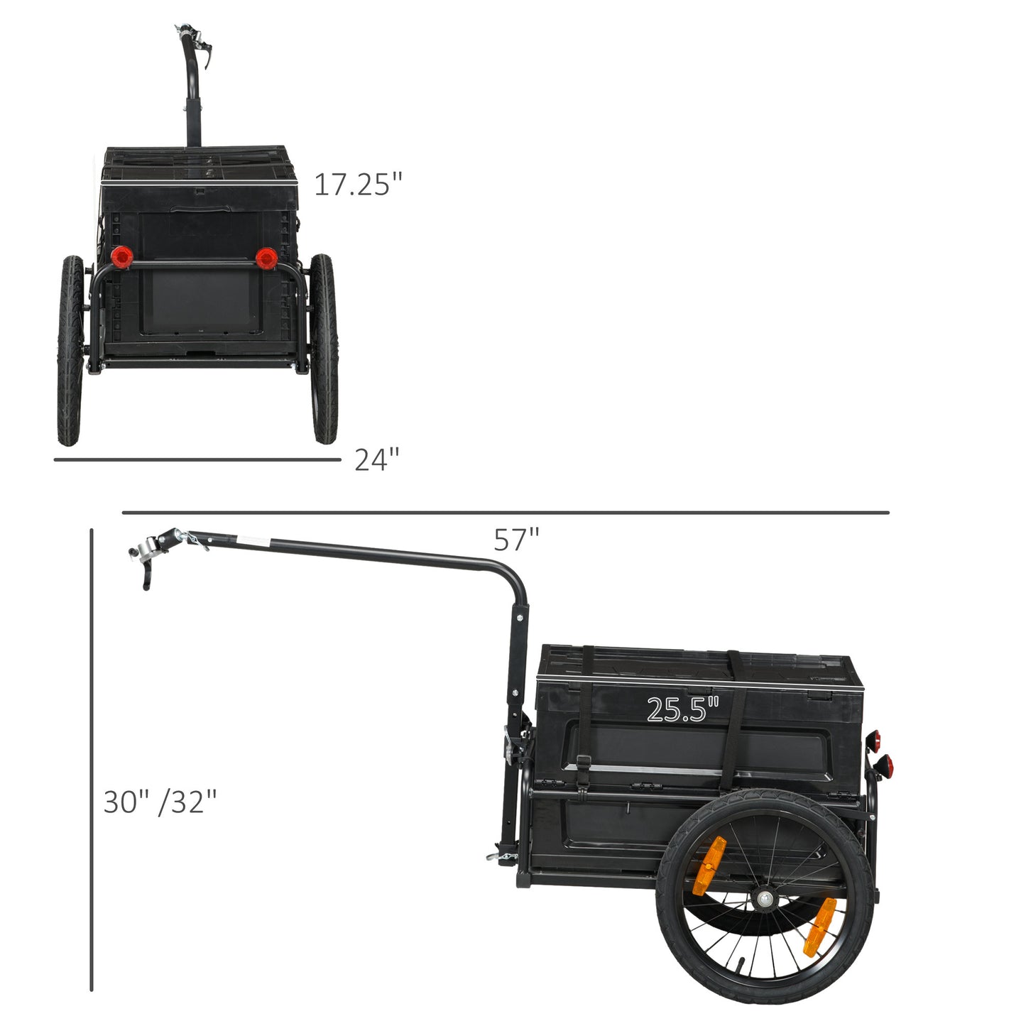 Bicycle Cargo Trailer with Removable Storage Box - Black