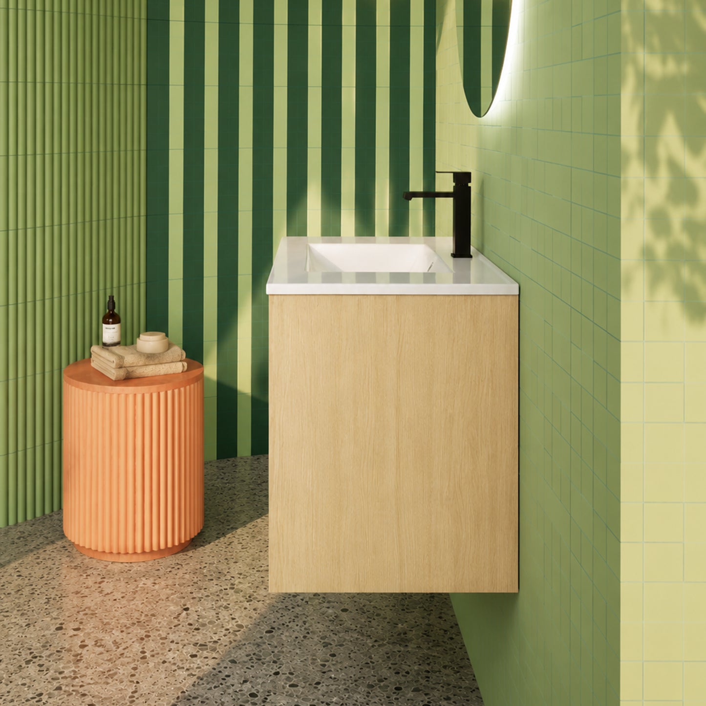 36" Wall-Mounted Bathroom Vanity with Sink - Light Oak