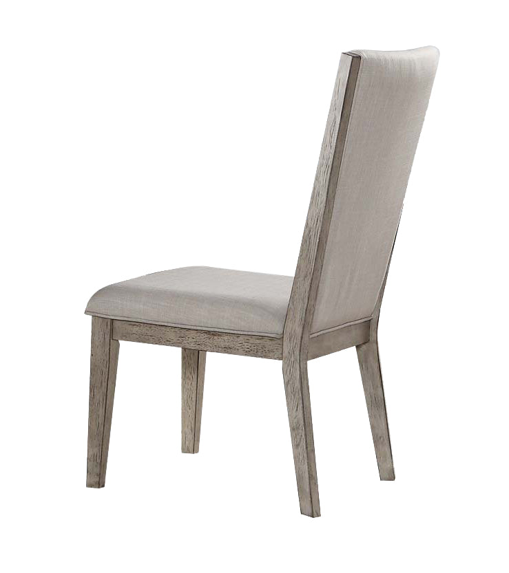 Set of 2 Rocky Gray Fabric Side Chairs with Oak Finish