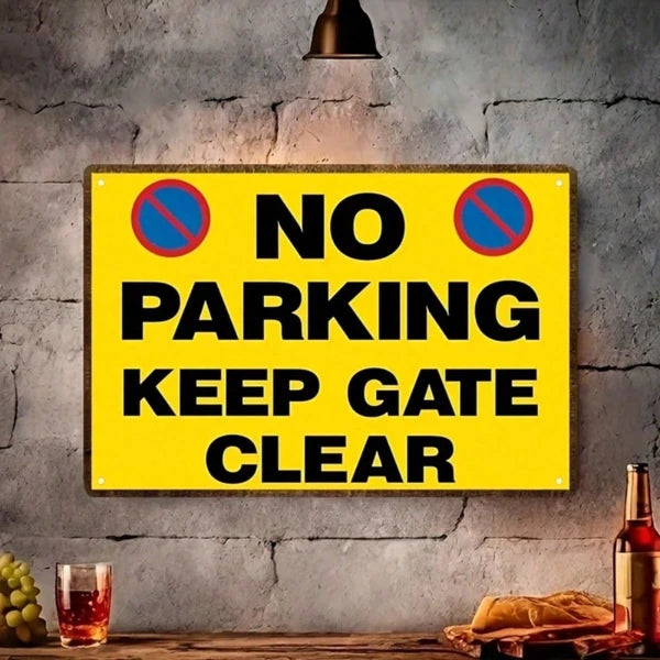 Vintage No Parking Keep Gate Clear Metal Sign - 8x12 Inch